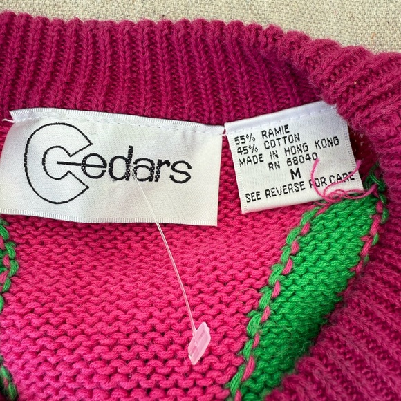 Vintage Cedars 80s Pink/Colorful Abstract Sequin Knit Sweater Size M - Picture 2 of 8